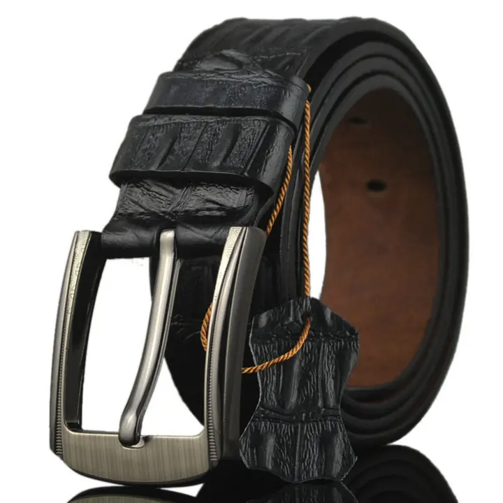 Gray/Black Genuine Alligator Crocodile Leather Belt use for H Buckle wide  3.8cm