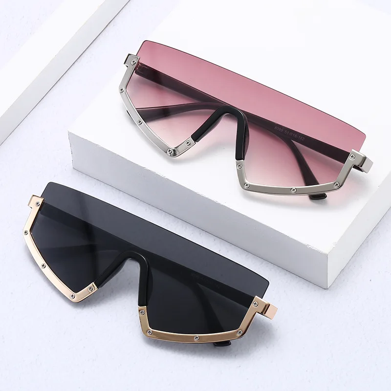 

New Luxury design oversized metal square sun shades glasses unisex big frame sunglasses women men