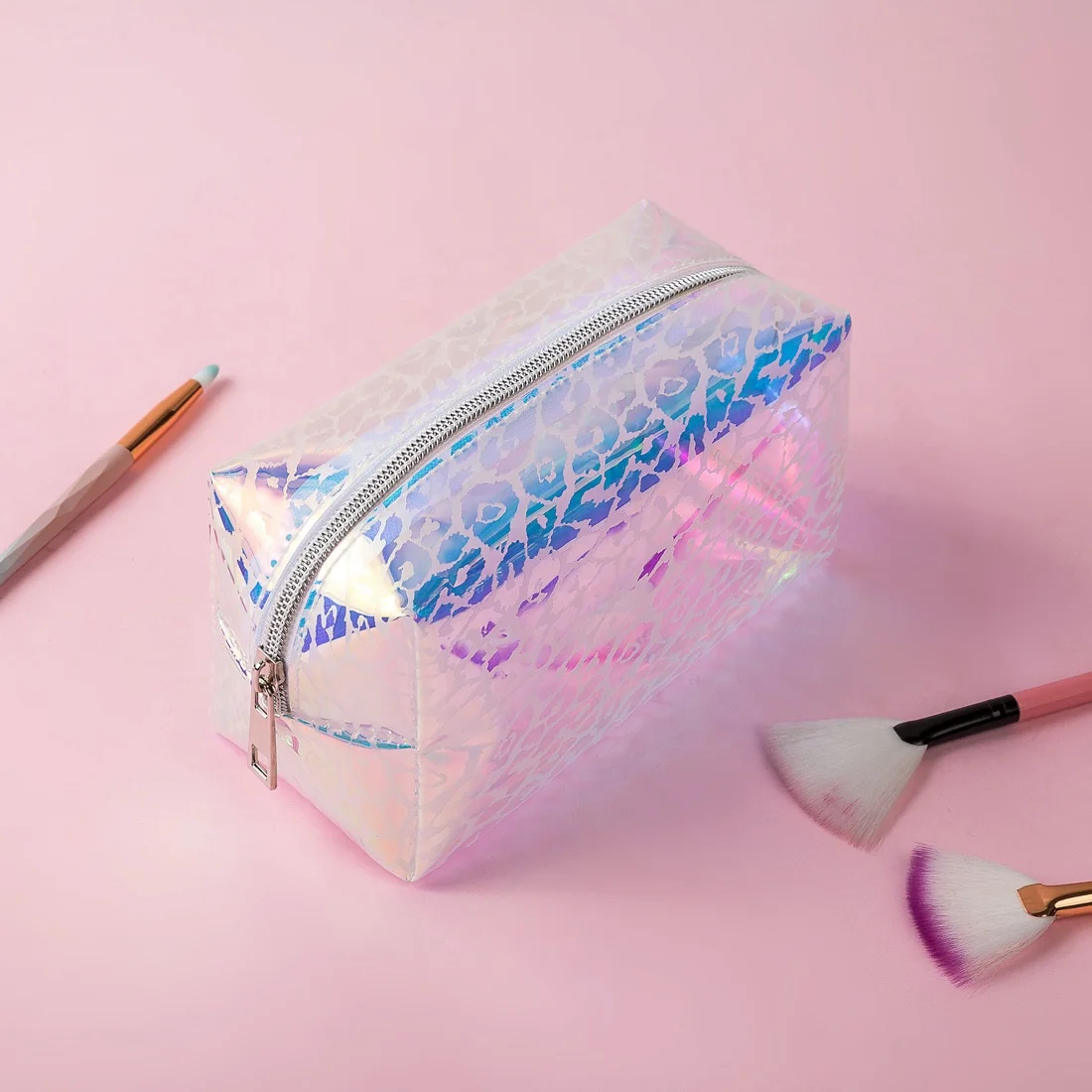 

Ready to Ship100% Holographic Clear PVC or TPU Fashion Travel Colorful Transparent Organizer Makeup Cosmetic Bag