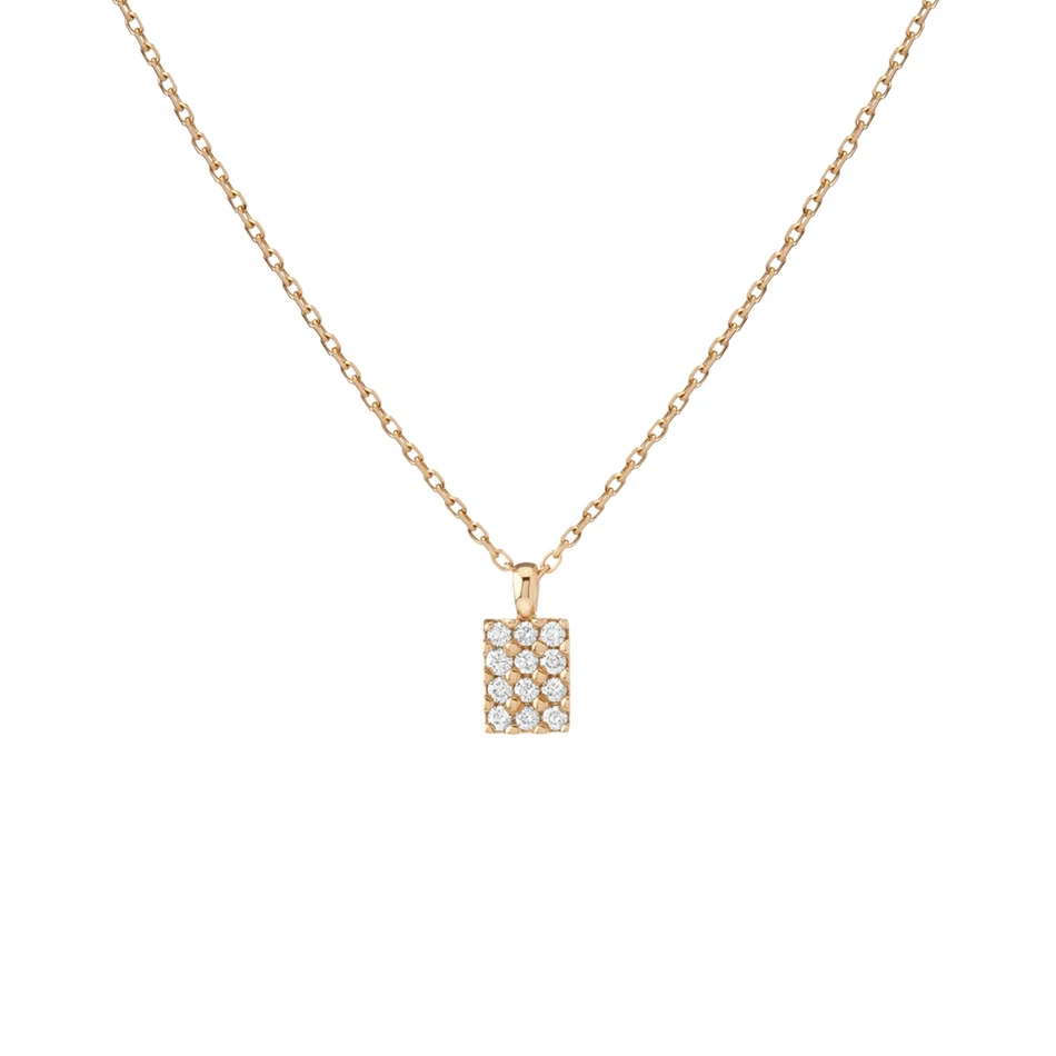 

Wholesale 925 Sterling Silver 18K gold Plated Small Square Pendant Necklace With Cubic Zircon