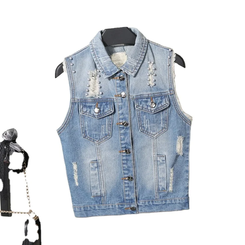 

2020 spring and autumn boys and girls ripped fashion children's denim vest