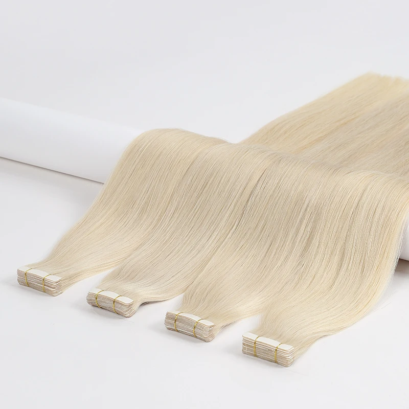 

double drawn tape hair extension 22 inch high quality 100% remy virgin straight invisible tape in hair extensions 100human hair