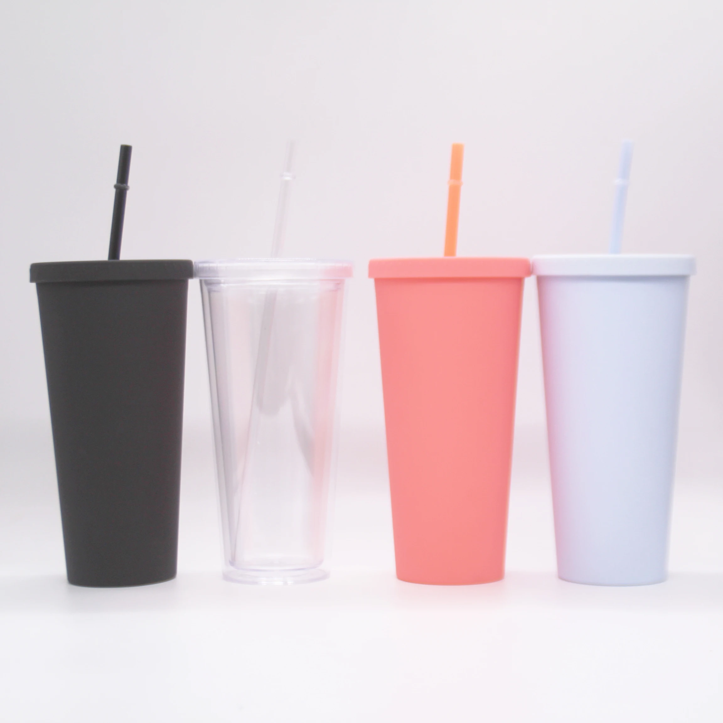 

Acrylic Cups with Lids and Straws Double Wall Matte Plastic Bulk Tumblers Customizable matte tumbler with matching color straw, Customized
