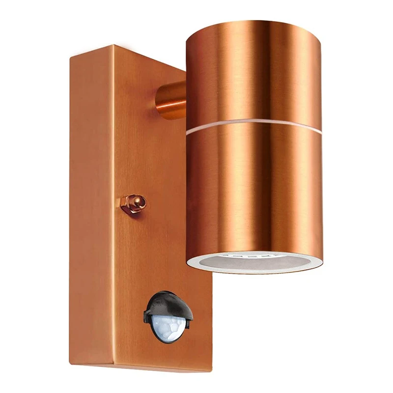 PIR Movement Sensor Modern Wall Down Lighter In Stunning  Copper Finish  Easy To Install, Requires 1 x GU10 bulb (35w Max), LED