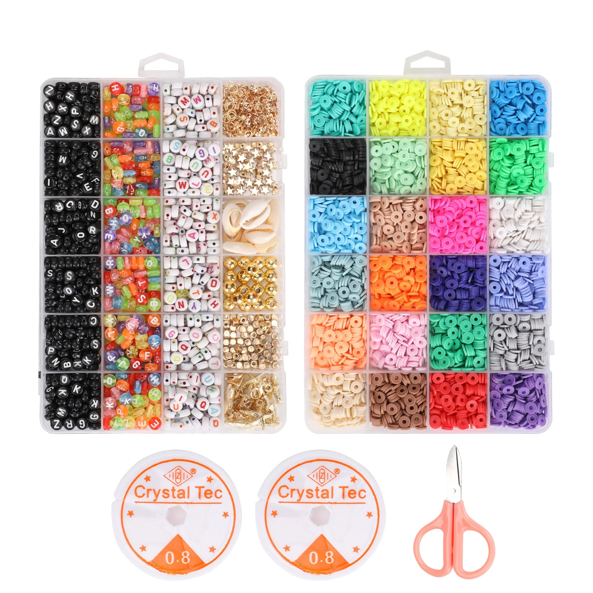 

Duoying OEM DIY plastic letter alphabet clay beads set kit heishi glass seeds beads crafts polymer clay bead, Multi color