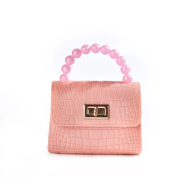 

New Fashion Crocodile Pattern Shoulder Handbag Ladies Mini Pearl Handle Purse and Handbag Women Handbags Crossbody Jelly Bag, White,yellow,red,green,black,pink