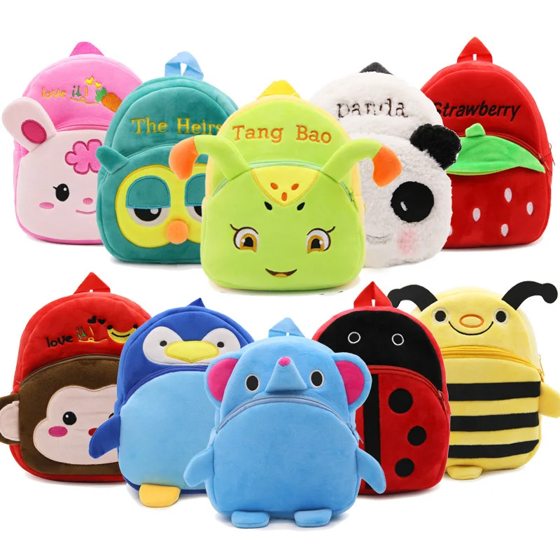 

2020 Kindergarten School Bag Girls Boys Kids Backpack School Bags 3D Cartoon Animal Plush Children School Bags Backpacks, Accept customized color