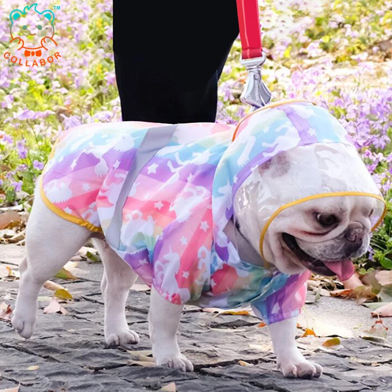 

COLLABOR French Bulldog Clothes Sun Protection Hoodie Rain Coat Dog Summer Dog Rain Coat Waterproof Pet Clothing, Solid, digital print