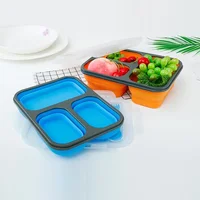 

Office Fast Hot Cold Foldable Leak proof Microwave Home Leakproof Food Grade Storage Container Silicone Bento Lunch Box