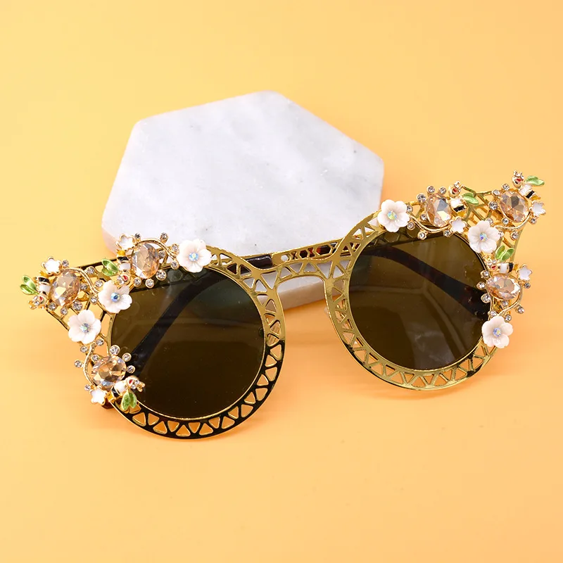 

2020 ELVA Baroque Exaggerated Folding Star Street Shot Sun Glasses Fashion Sunglasses Polarized