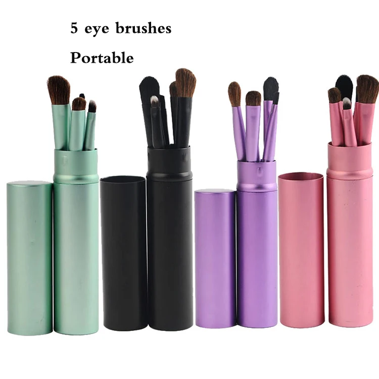 

5pcs Synthetic Private Label Professional Brush Make up Brush Set Cosmetic Tools Rose Gold Soft Black Customized Hair Wood LOGO, Customized color