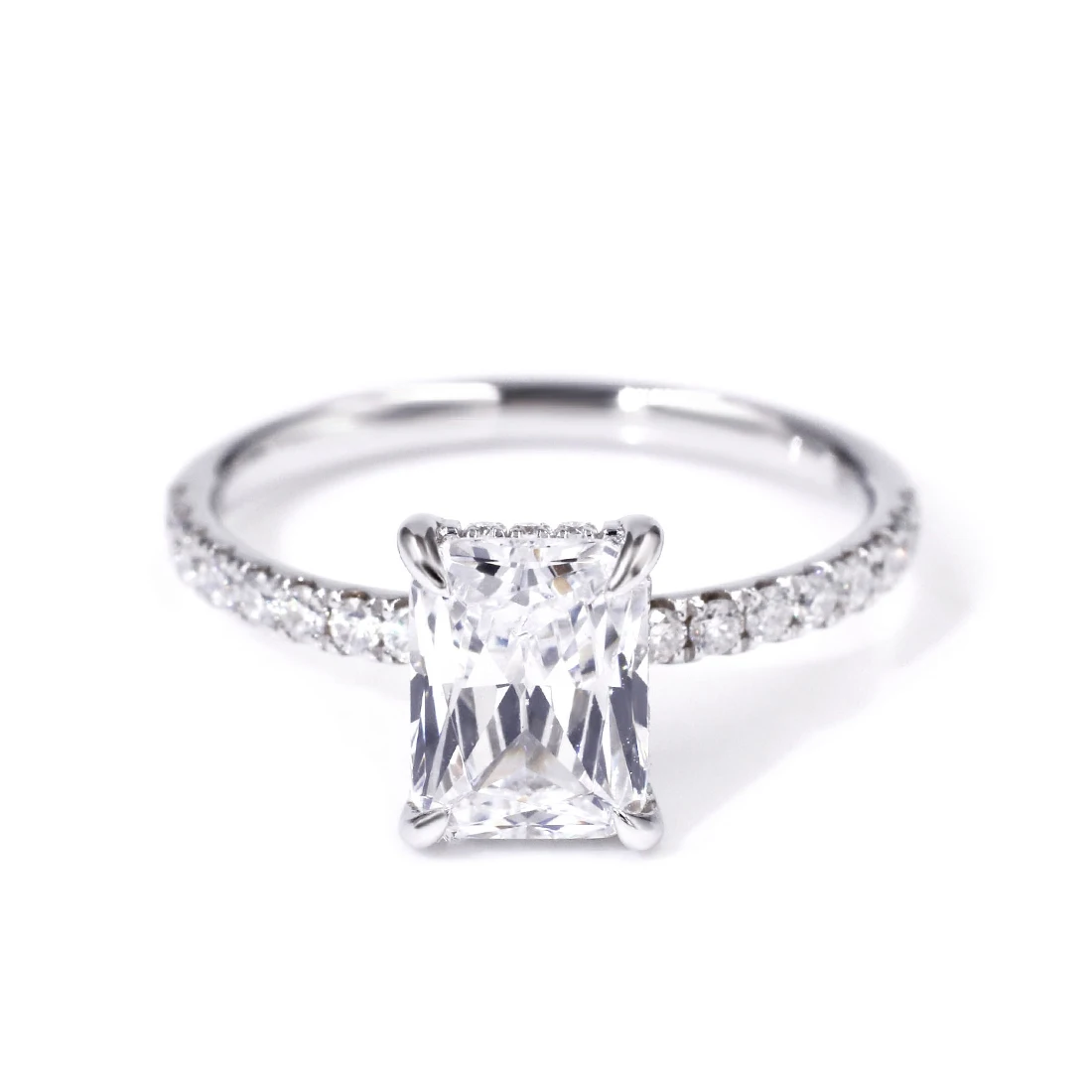 

Tianyu gems colorless emerald cut white cubic zircon moissanite ring gemstone 14k white solid gold women jewelry wedding ring