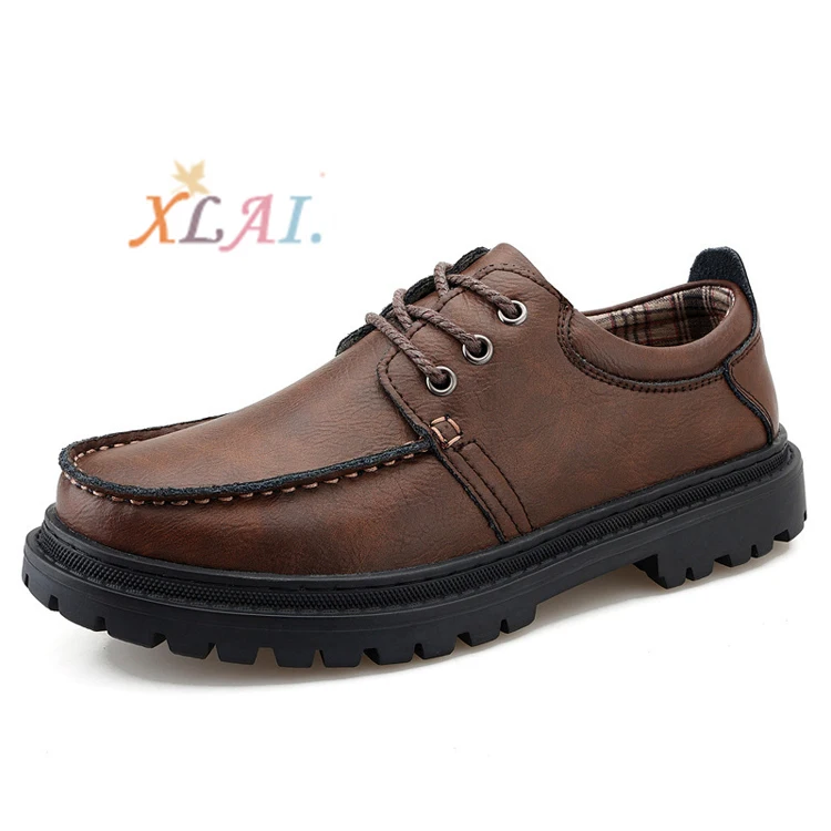 

XLAI Hot Selling Men'S Formal Shoes Walking Casual Leather Boots Banquet Workplace Outing Single Shoes With Elite Shoes Men, 2 colors