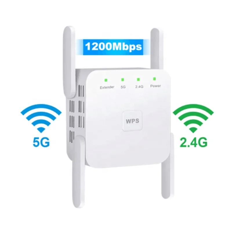 

5G Wireless WiFi Repeater WiFi Amplifier 2.4G 5Ghz Wi-Fi Booster 300Mbps 1200Mbps 5ghz Long Range WiFi Signal Extender, White/black