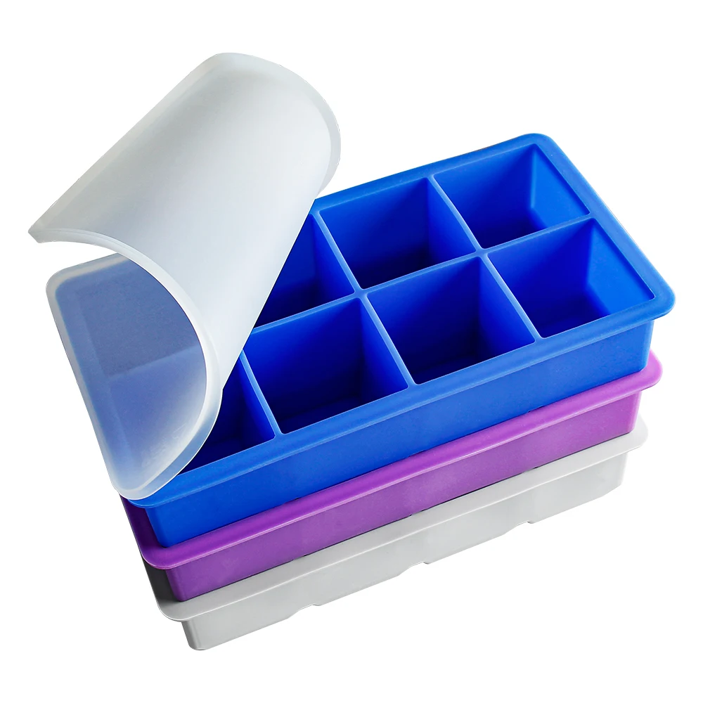 

Wholesale Custom Easy Release Reusable Ice Cube Trays Silicone 8 Ball With Lid, 10 colors / customized color