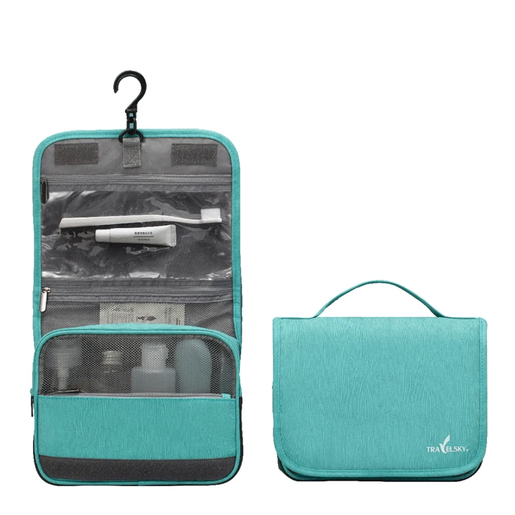 

Travelsky upgrade makeup bags 2020 PU leather waterproof hanging travel toiletry bag, Customized