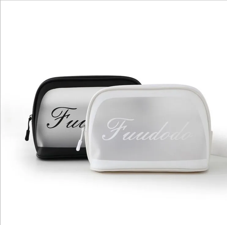 

Black And White Cosmetic With Zipper Transparent Zip Small Toiletry Pouch Tpu Material Girl Makeup Bag, Black/white