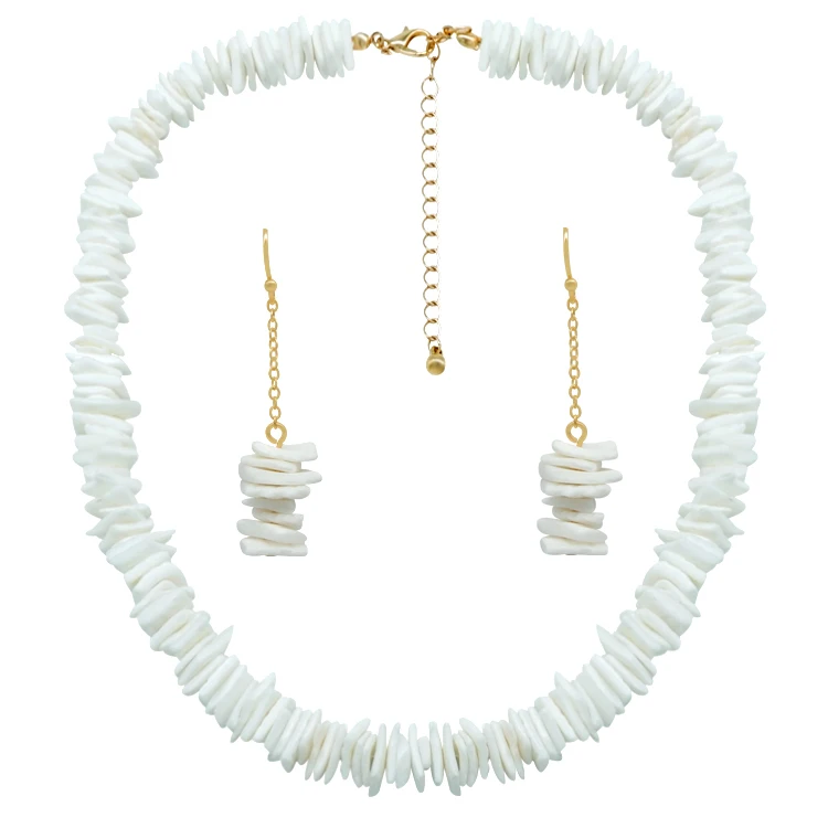 

hawaiian jewelry Natura clip puka shell necklace set for women