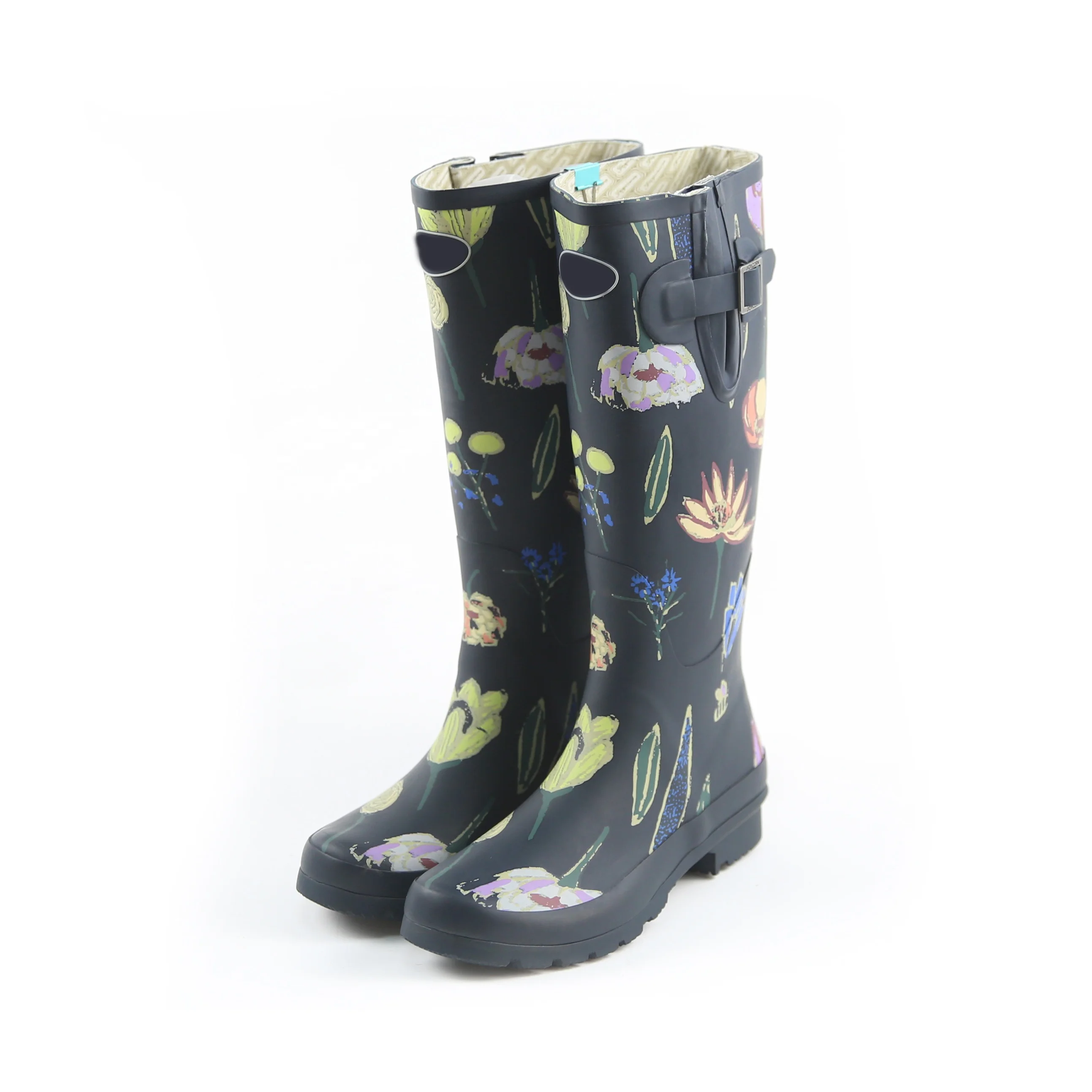 

fashion style printed dripdrop women waterproof anti slip knee rain boots wholesale rubber shoes, Customized