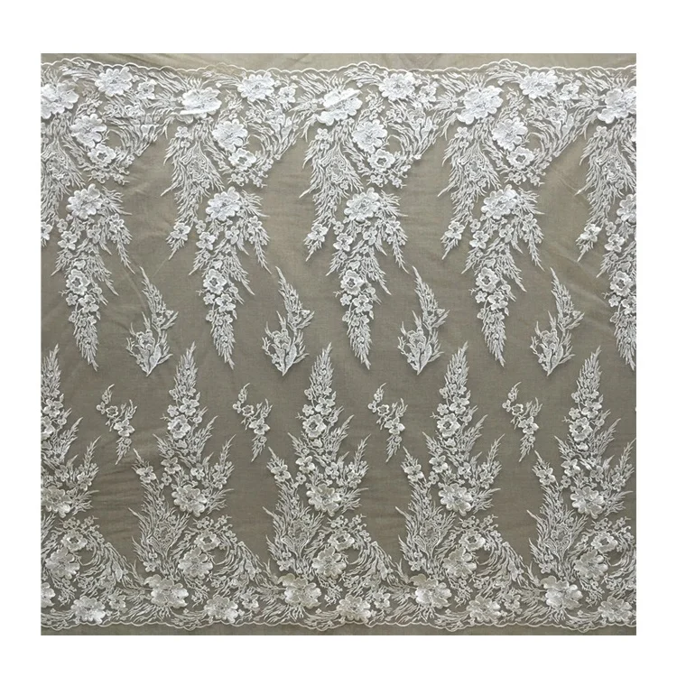 

JORICE Wholesale Factory Price Polyester Custom Embroidery Velvet Fabric White Lace, As the picture shows