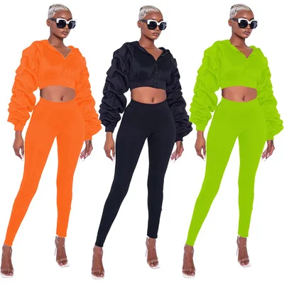 

B35253A 2020 Fall autumn hot fashion lady sexy hoody+slim pants 2 pcs set