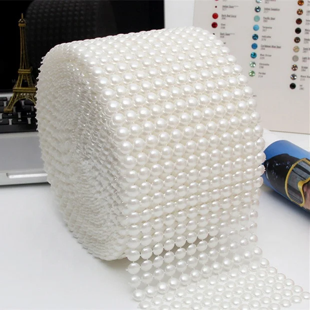 Fashion plastic12 rows of semi-circular pearls mesh sew on net trimming