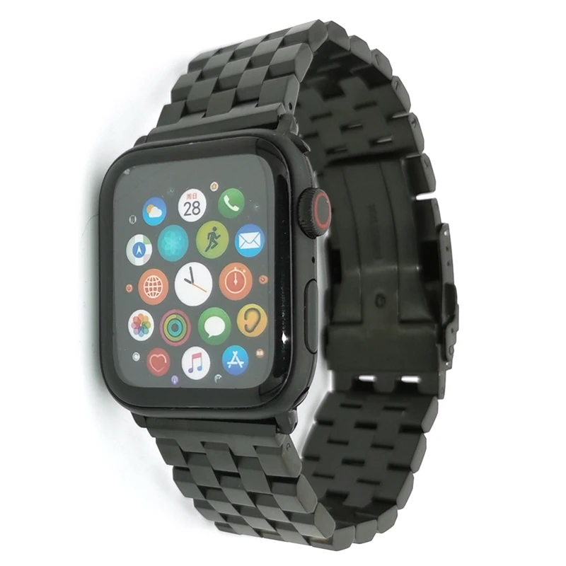 

luxury solid metal stainless steel watch bands watch straps bracelet for apple watch, Silver black blue