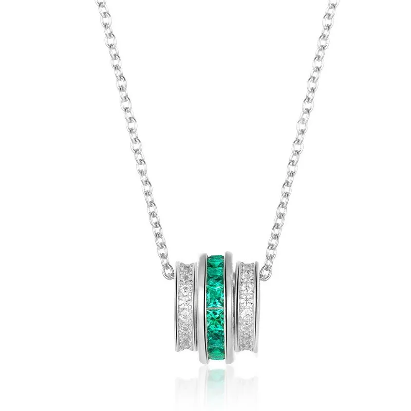 Emerald Cut Pendant Necklace 925 Silver Luxury Link Chain Geometric Women's Jewelry for Engagement Wedding Party Gift