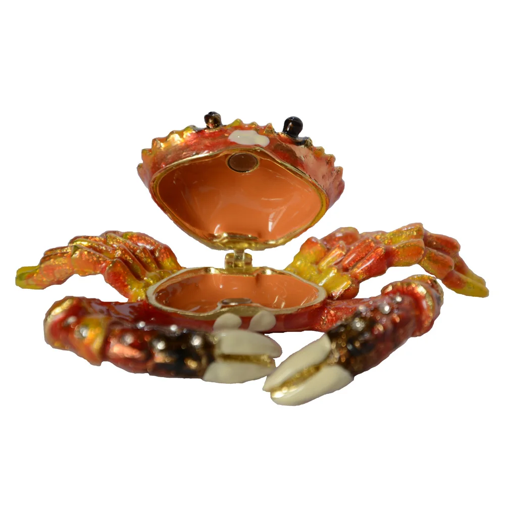 

Crab trinket box enamelled box hinged keepsake box Crafted gifts jewelry storage box home decoration sourvenir gifts