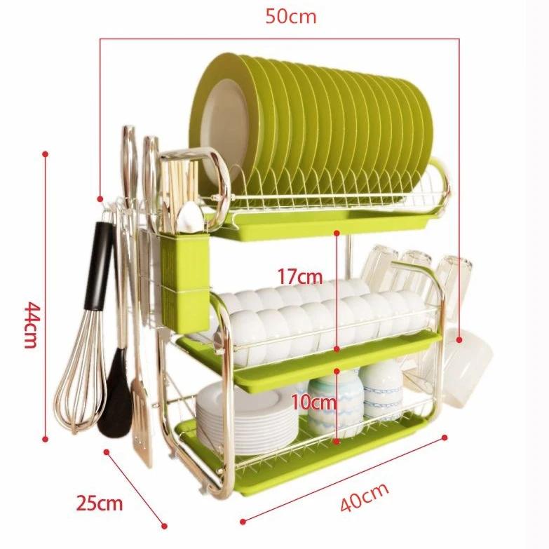 

High Quality Silver Standing Non-folding Adjustable Layers Stainless Steel Kitchen Rack Dish For Kitchen Storage Racks