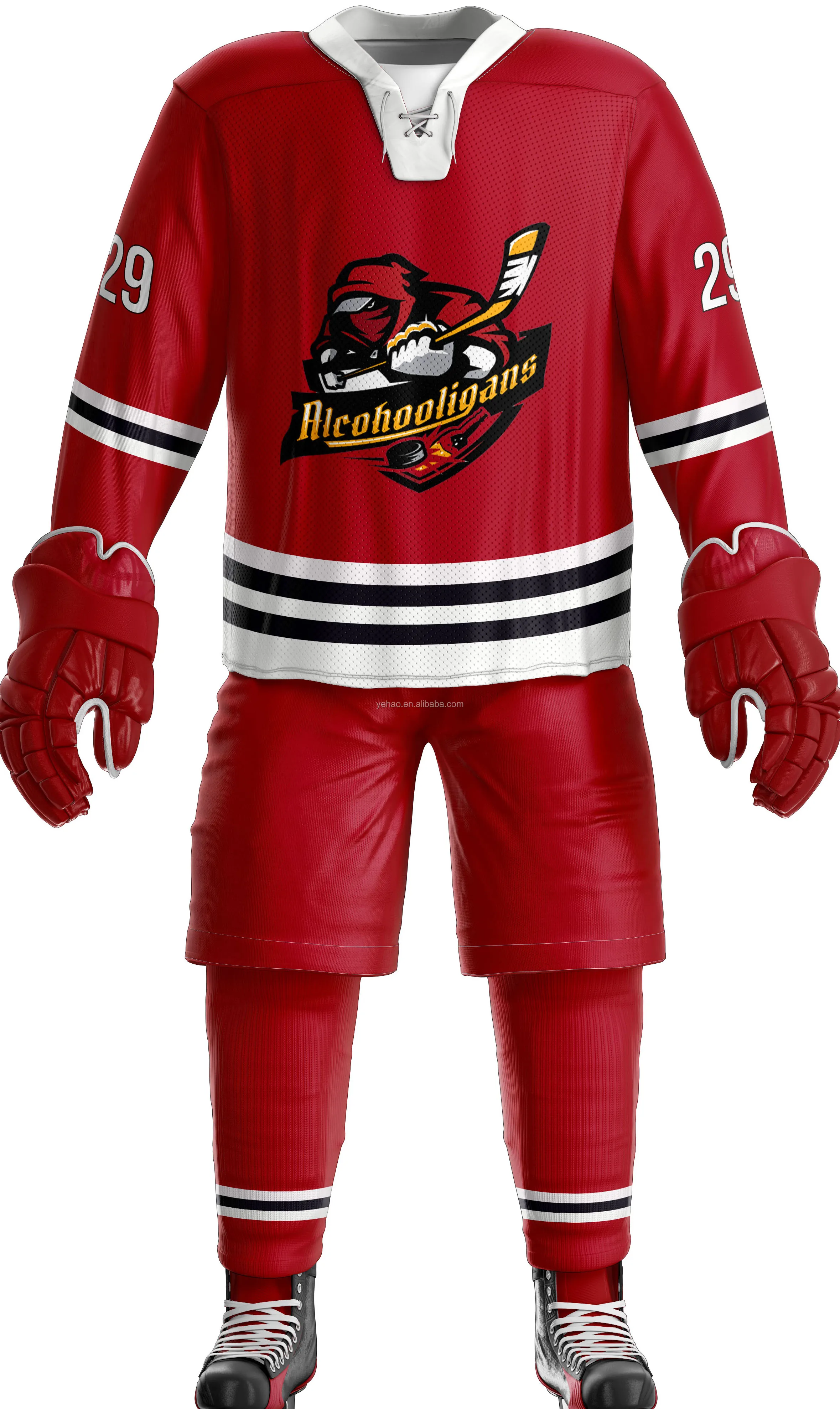 新设计升华印花红色冰球装,曲棍球球衣,曲棍球衬衫