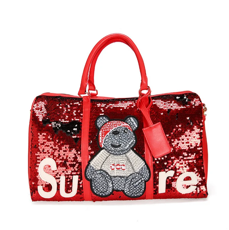 

2020 Custom New Korea Style Glitter Travel Hand Bag Women Fashion Sequin Duffle Bag For Outdoor Travel Gym Sports Bag