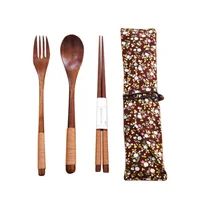 

Japanese style eco-friendly spoon fork chopsticks 3in1 travel bamboo cutlery set