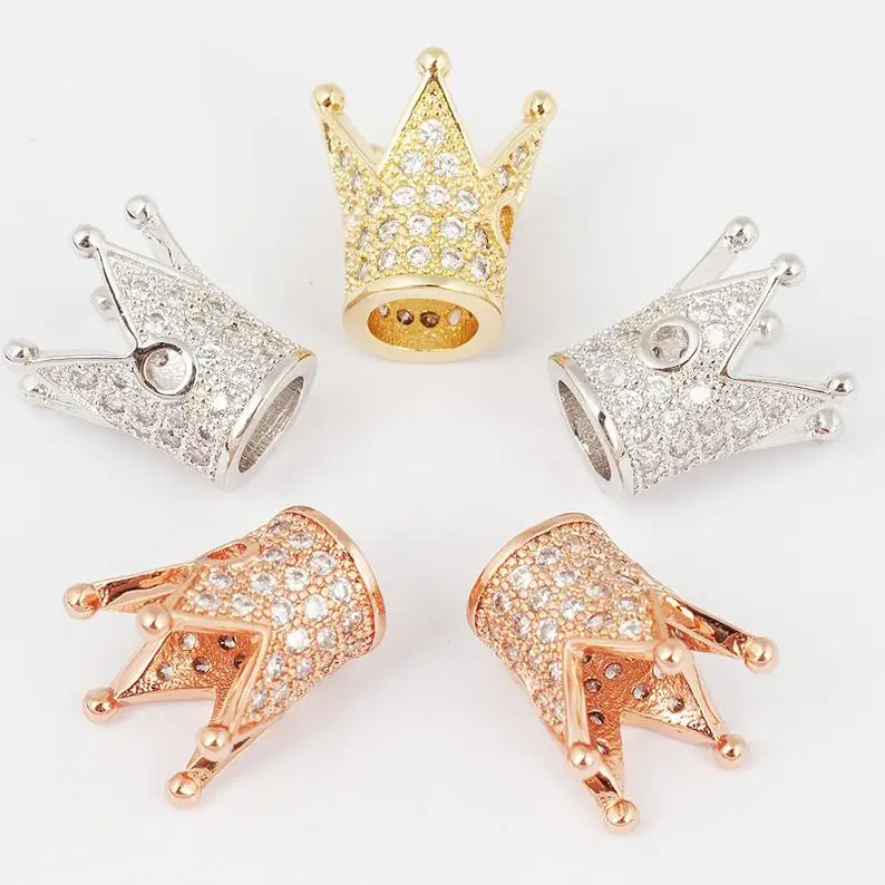

hot selling brass Clear Cubic Zirconia crown Spacer beads fit bracelet making