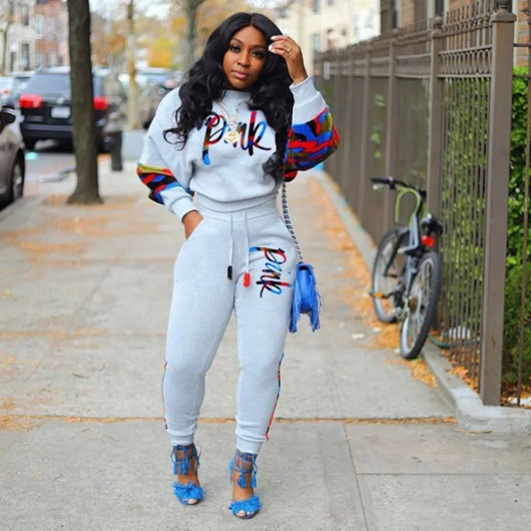 

Two Piece Winter Camouflage Printing Fashion High Quality Tracksuits Woman Fitness Set, Picture color