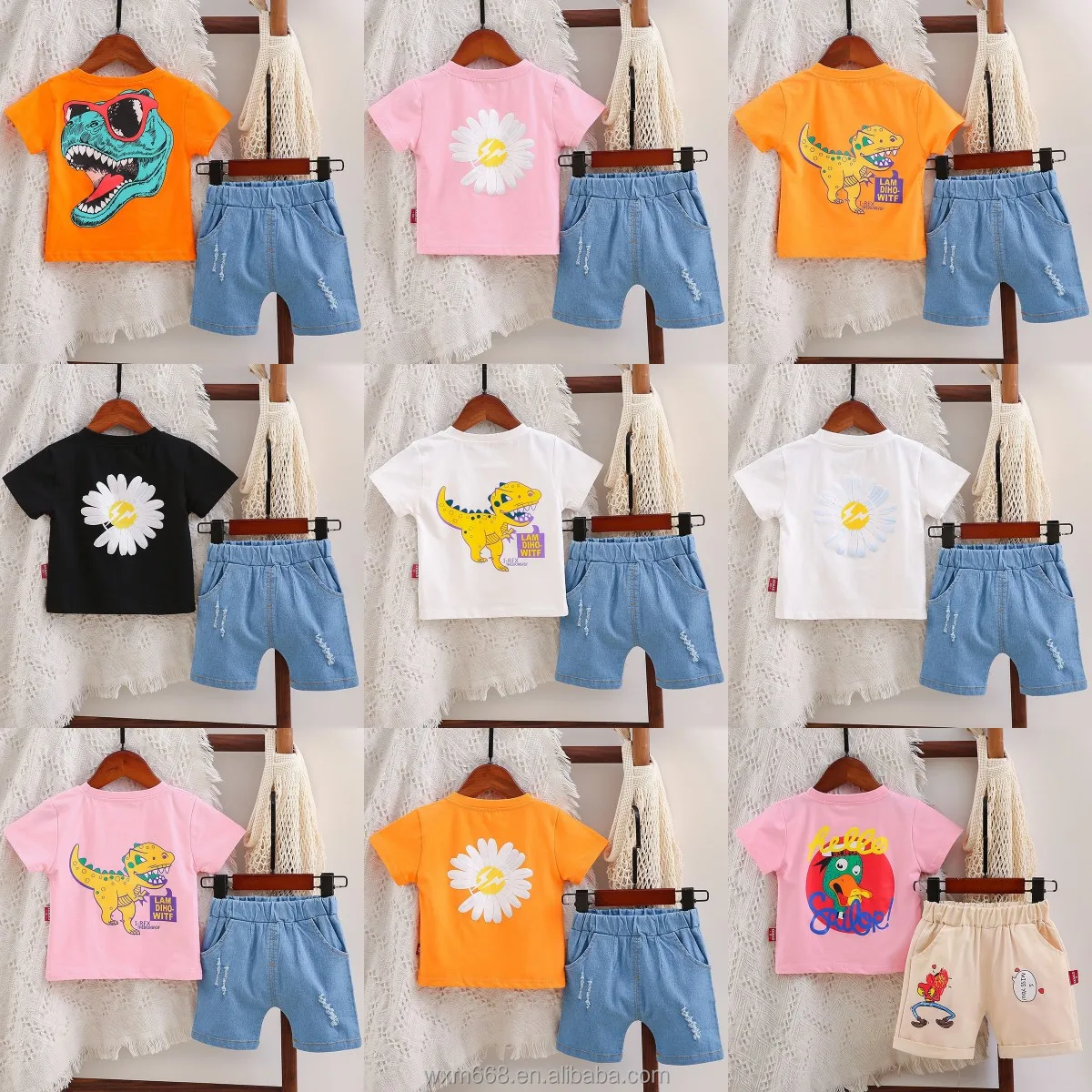 

2021 Summer Boy Set Kids Short Sleeve Suitable for Kids Pajamas Girls Wholesale T-Shirt Factory