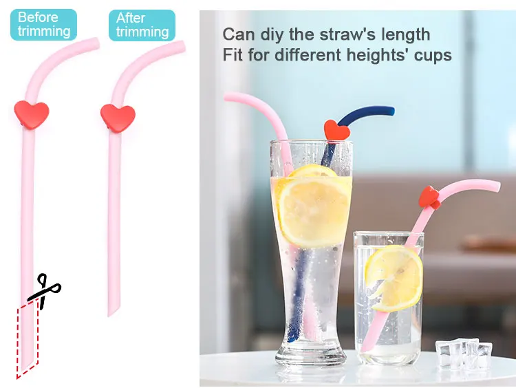 S13 Sustainable Eco Friendly Product Silicone Reusable Drinking Straw Tubing Logo Portable