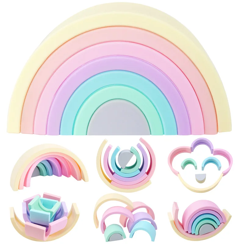 

2021 Ready Stock New Silicone StackingToys Stackable Educational Toys Dropshipping, Multi-colors