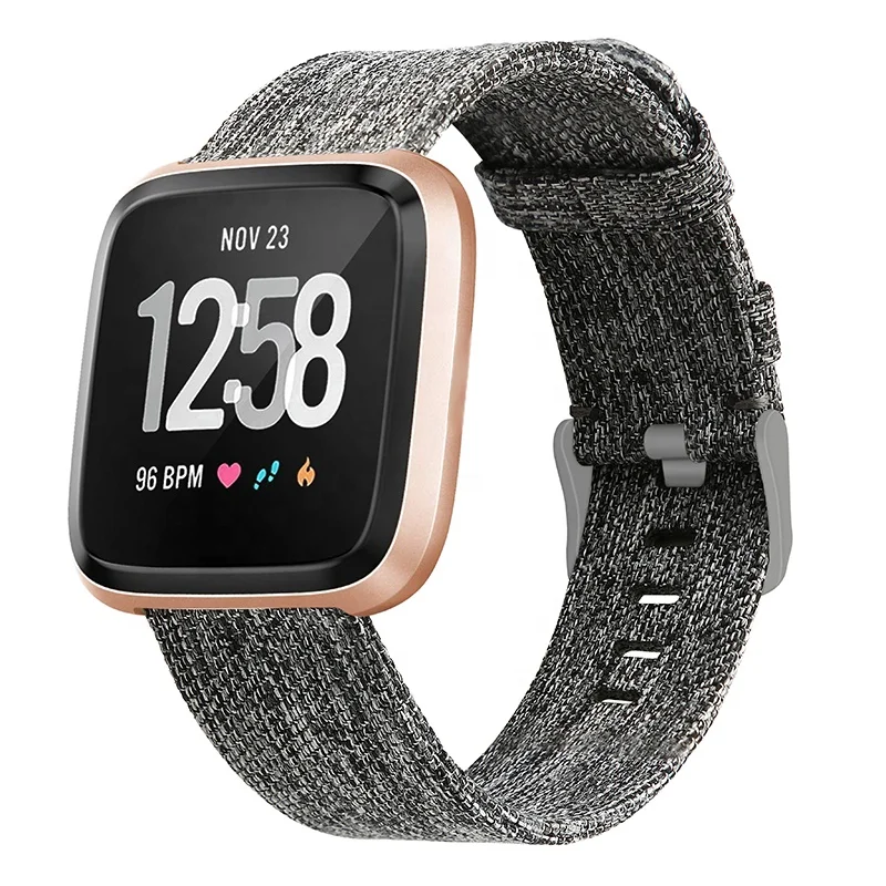 

Women Quick Release Demin Nylon Per Watch Strap for Fitbit Versa/ Versa 2/ Versa Lite Canvas Watch Bands, 19 colors