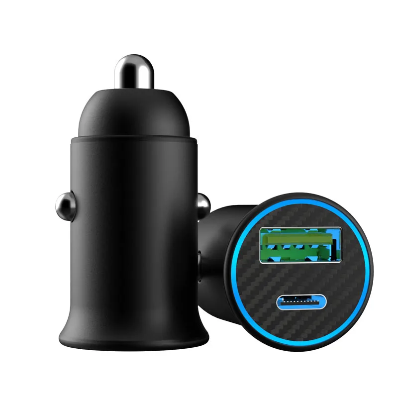 

Dual USB QC 3.0 PD 40W Quick car charging fast charger, Black,white