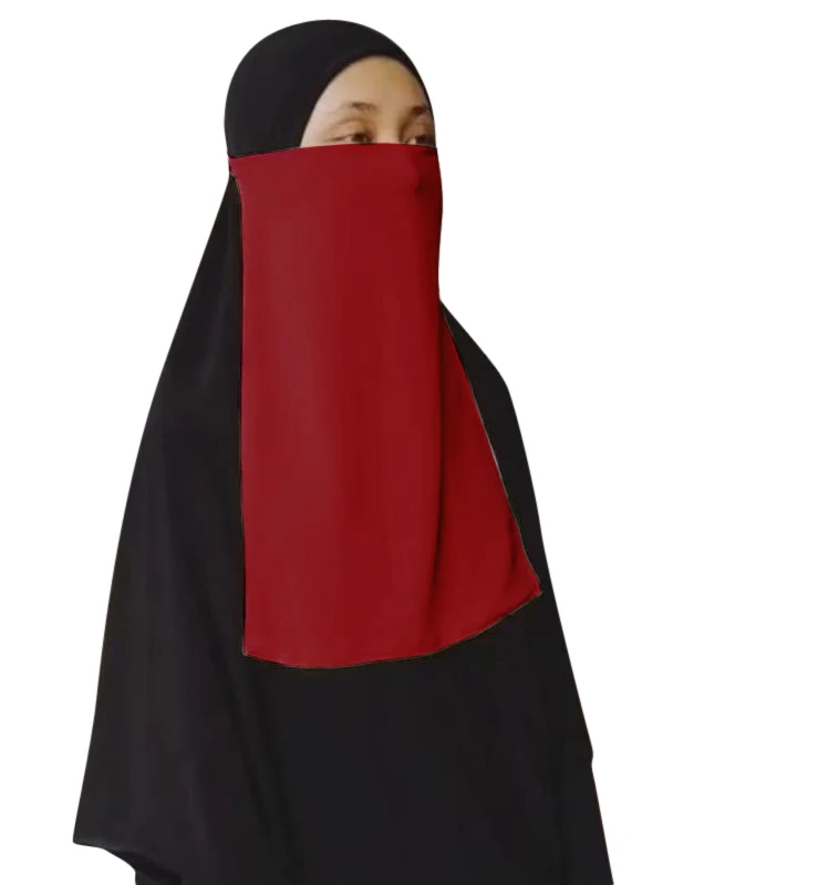 

2020 new design nida 7 colors black white navy purple kashkha veils muslim half niqab veils, As picture