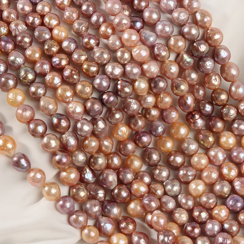 

loose round pearls fresh water natural 10-11mm natural fresh water pearl mixed color baroque Edison pearl for jewelry making