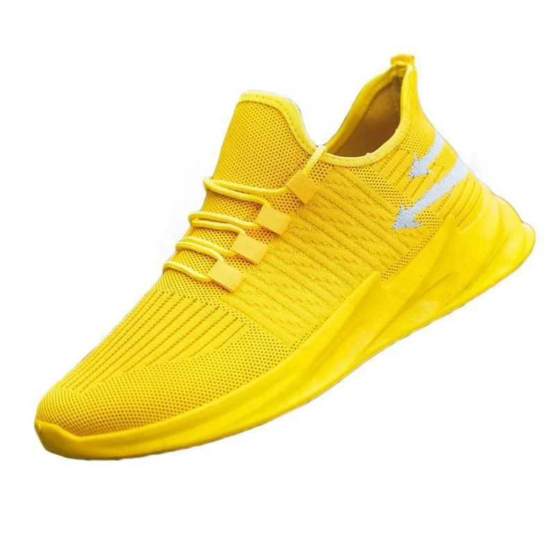 

China new style low price casual sneakers men work school shoes, Black, white, yellow