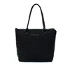 Monogrammed Women's Zipper Personalized Gift Solid Black Monogram Quilted Tote Bag