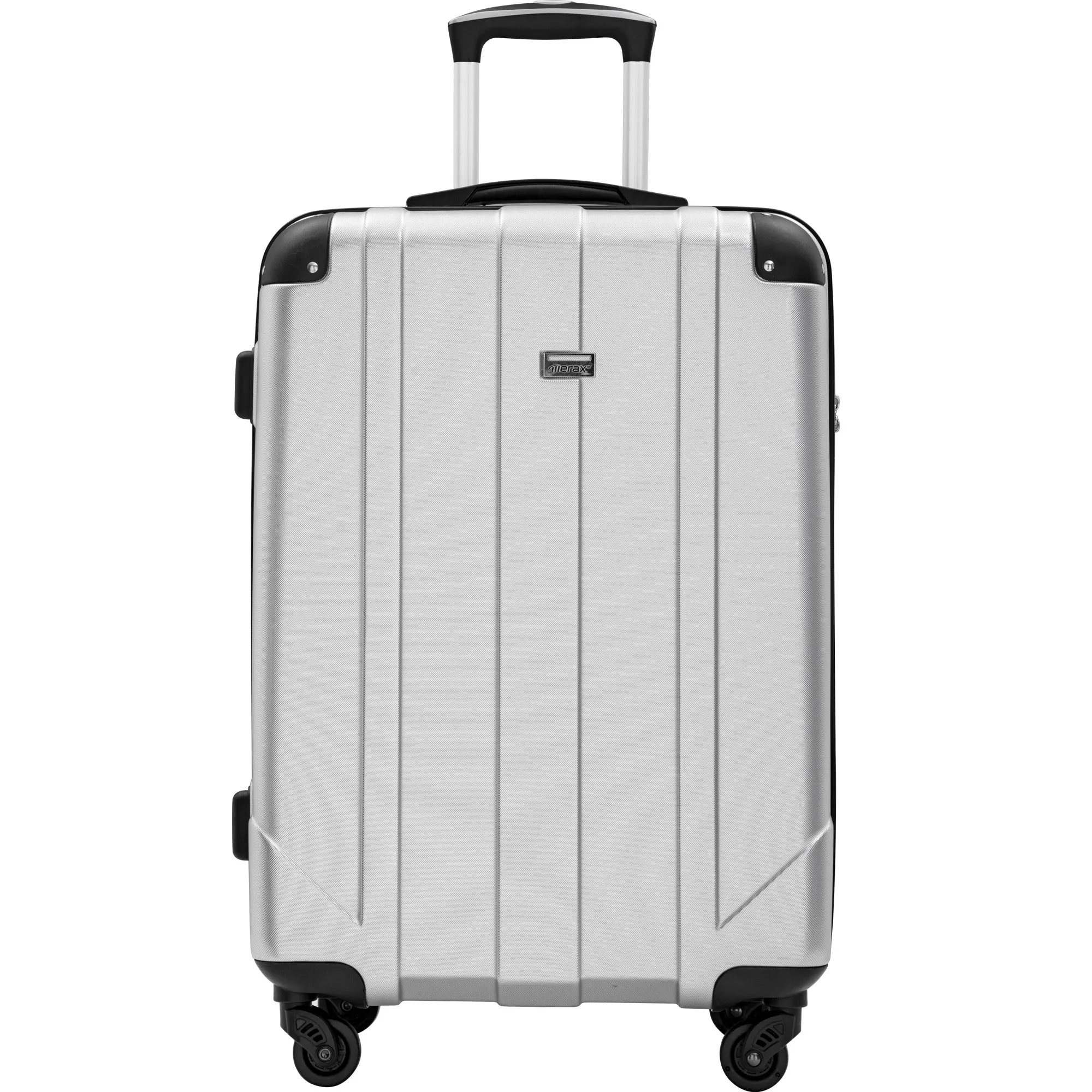 

Spinner Luggage with Built-in TSA and Protective Corners, P.E.T Light Weight Carry-On 20" 24" 28" Suitcases (, Silver