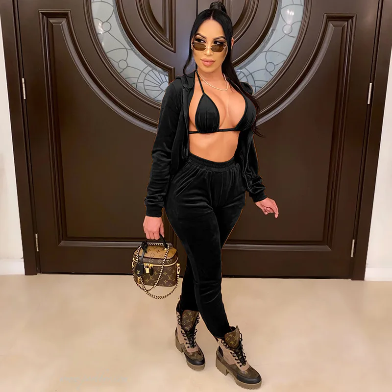 

Hooded coat womens 3 piece tracksuit ladies microvilli vest short pant women set
