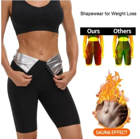

Sauna Pants Shorts Women Weight Loss Sweat Leggings Workout Body Shaper Waist Trainer Leggings Slimming Pants With Button