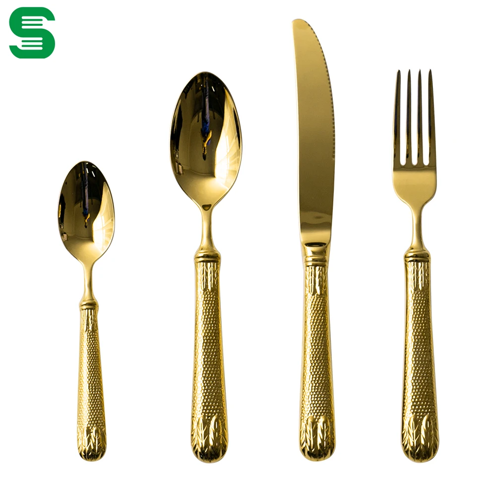 

Elegant India online shopping tableware electroplated titanium golden dinnerware for gift for home hotel, Gold