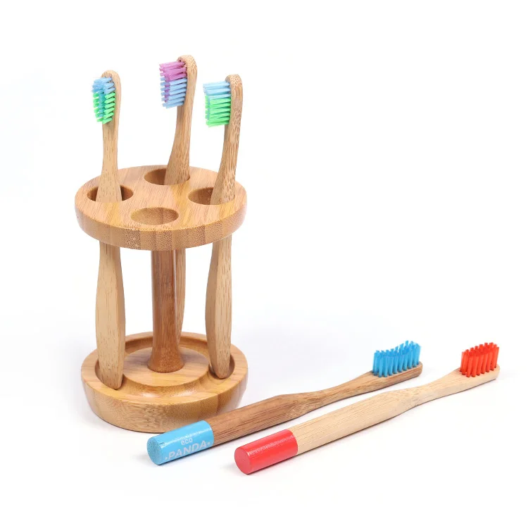 BA-6015 Custom Logo Stand 1 Legs Bamboo Toothbrush Holder