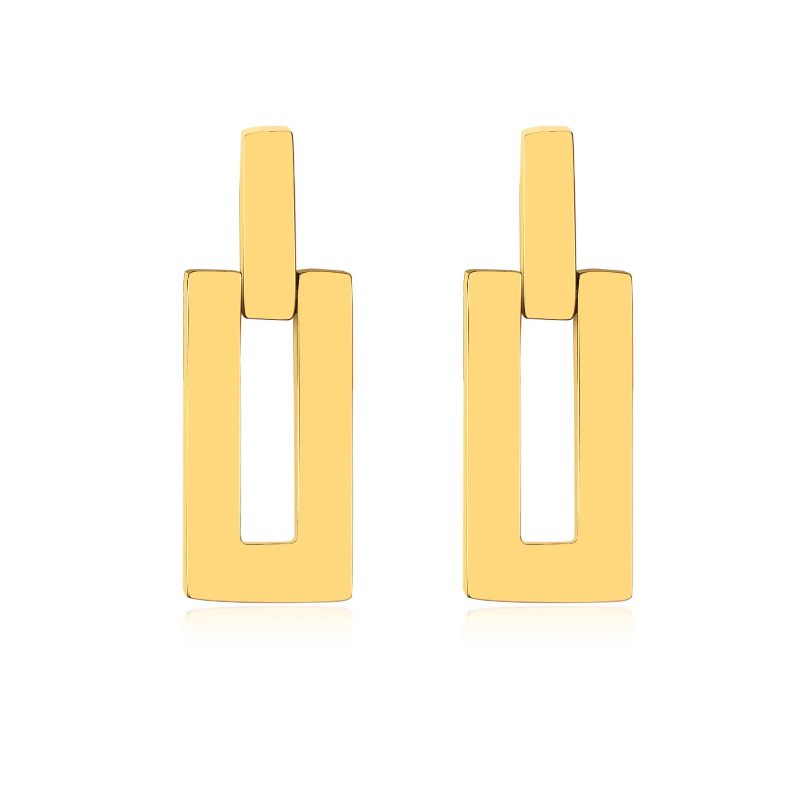 

Fashion stainless steel 18K gold plated rectangle geometry hoop earring